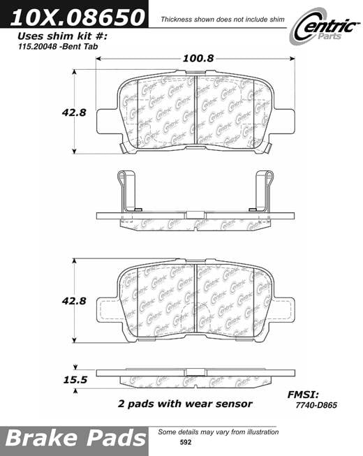 100.08650 OEM Brake Pads Centric Pair