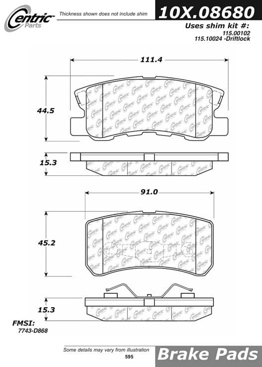 100.08680 OEM Brake Pads Centric Pair