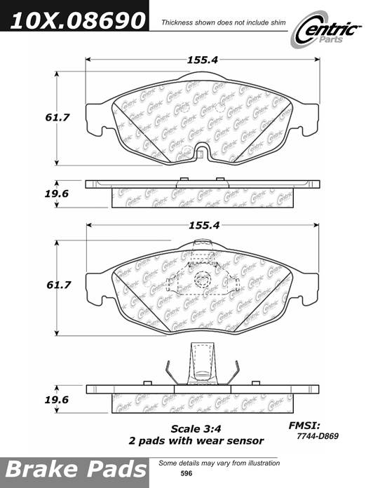 102.08690 CTek Brake Pads Centric Pair