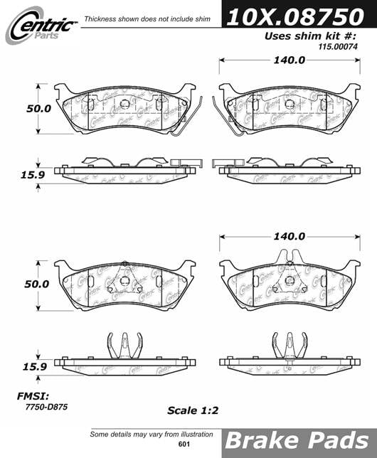 100.08750 OEM Brake Pads Centric Pair