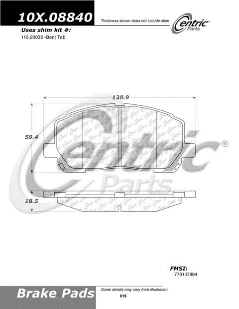 100.08840 OEM Brake Pads Centric Pair