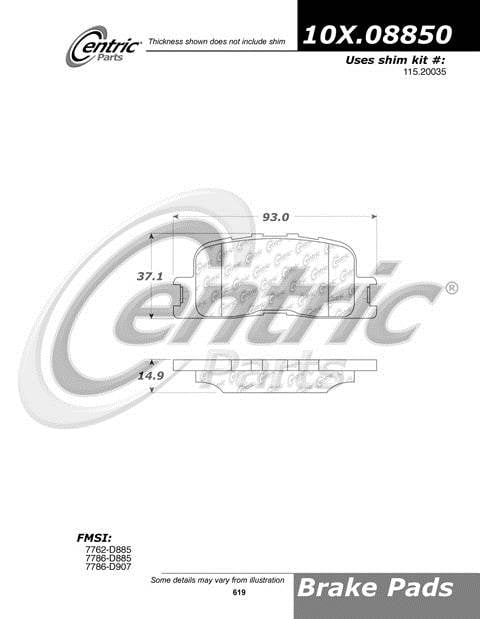 100.08850 OEM Brake Pads Centric Pair