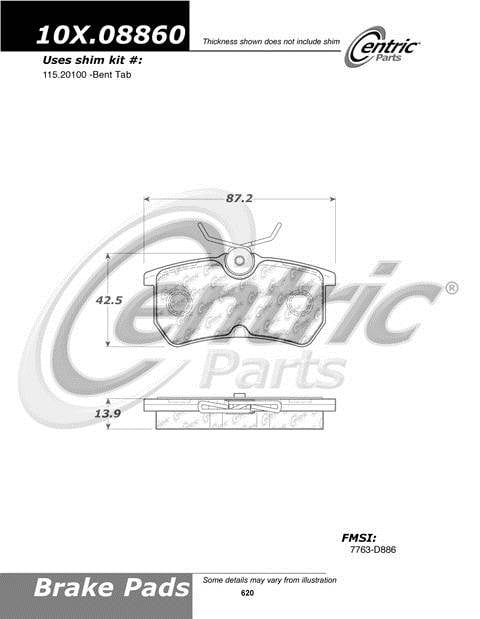 100.08860 OEM Brake Pads Centric Pair