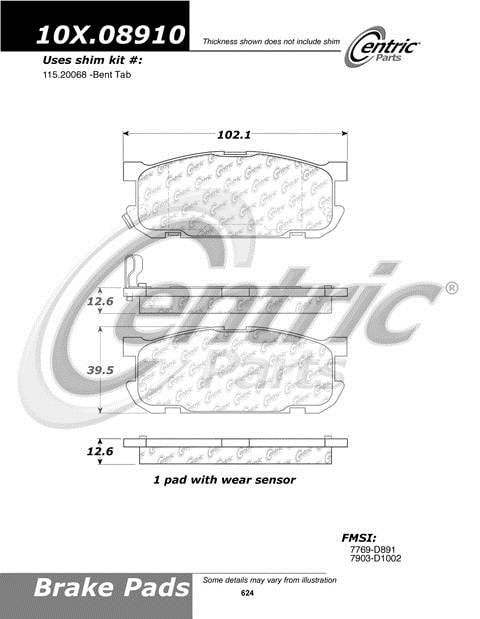 100.08910 OEM Brake Pads Centric Pair