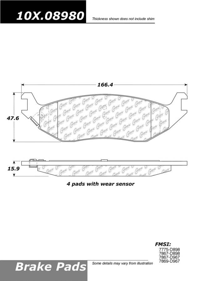 100.08980 OEM Brake Pads Centric Pair