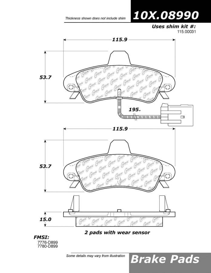 100.08990 OEM Brake Pads Centric Pair