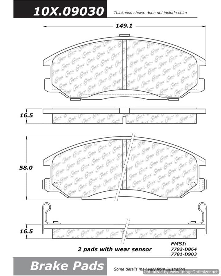 100.09030 OEM Brake Pads Centric Pair