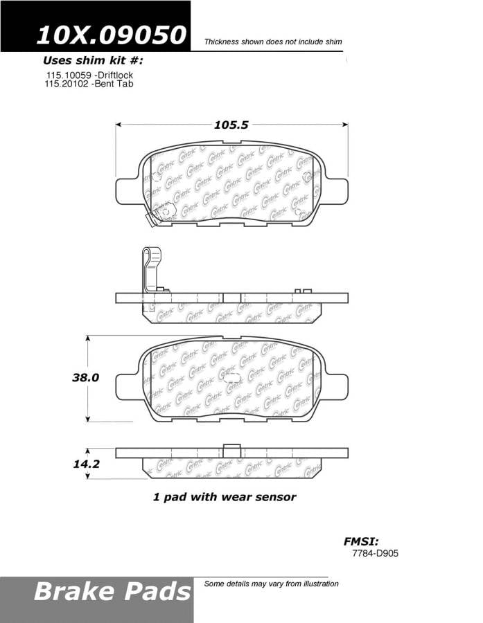 100.09050 OEM Brake Pads Centric Pair