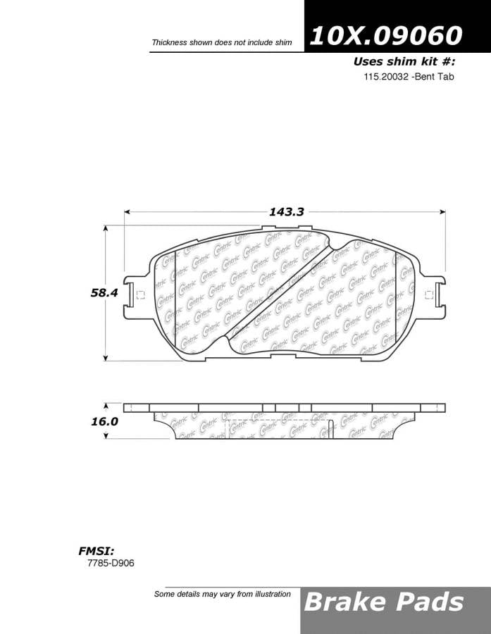 100.09060 OEM Brake Pads Centric Pair