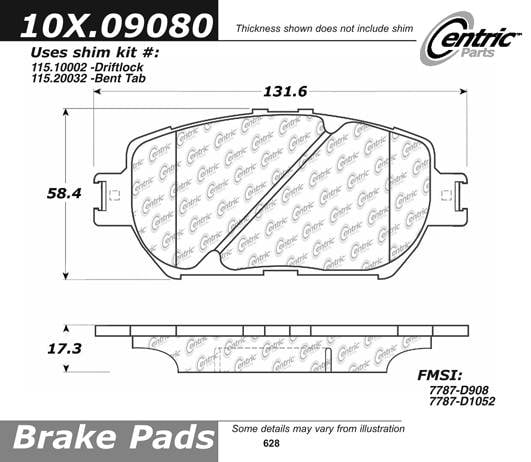 100.09080 OEM Brake Pads Centric Pair