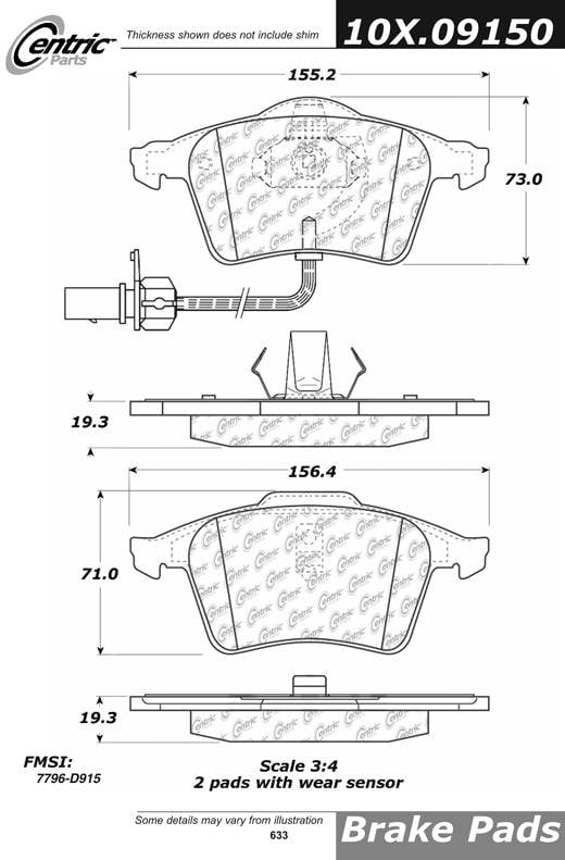 100.09150 OEM Brake Pads Centric Pair