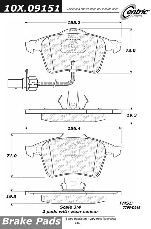 100.09151 OEM Brake Pads Centric Pair