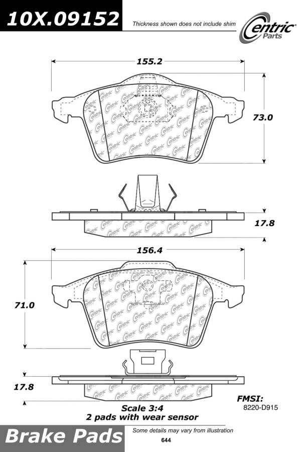 100.09152 OEM Brake Pads Centric Pair