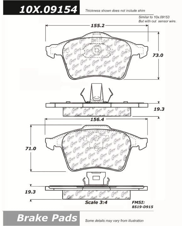 100.09154 OEM Brake Pads Centric Pair