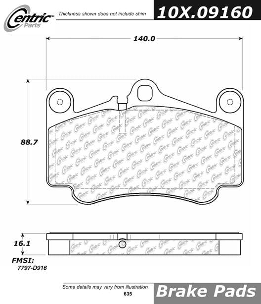 100.09160 OEM Brake Pads Centric Pair