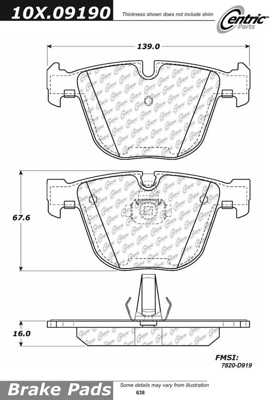 100.09190 OEM Brake Pads Centric Pair