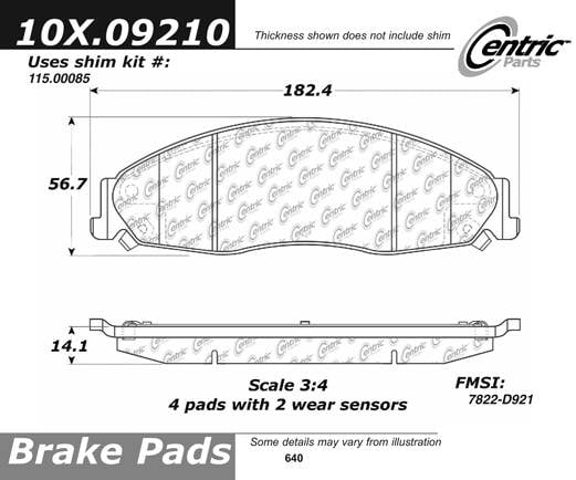 100.09210 OEM BRAKE PADS Centric Pair