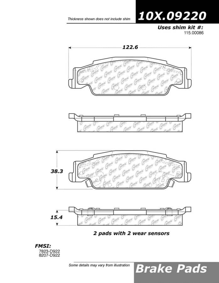 102.09220 CTek Brake Pads Centric Pair