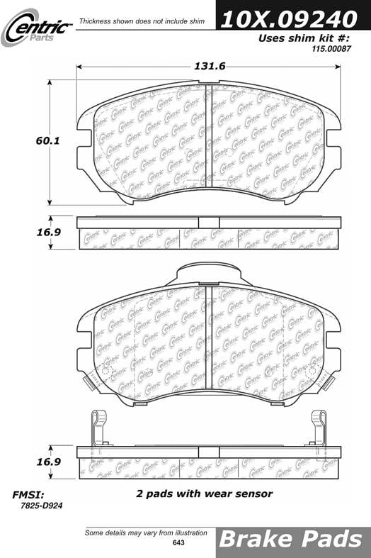 100.09240 OEM Brake Pads Centric Pair