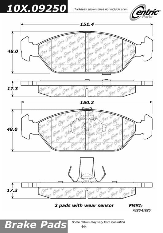 102.09250 CTek Brake Pads Centric Pair