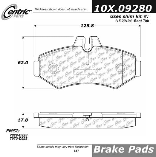 100.09280 OEM Brake Pads Centric Pair