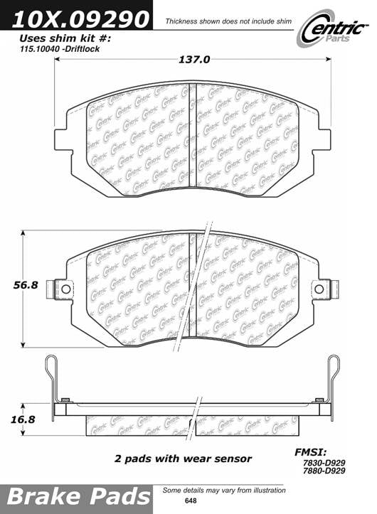 100.09290 OEM Brake Pads Centric Pair