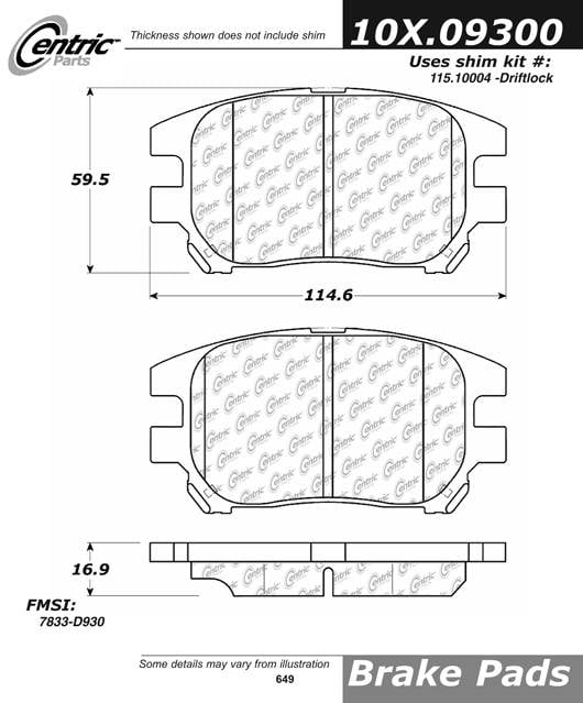 100.09300 OEM Brake Pads Centric Pair