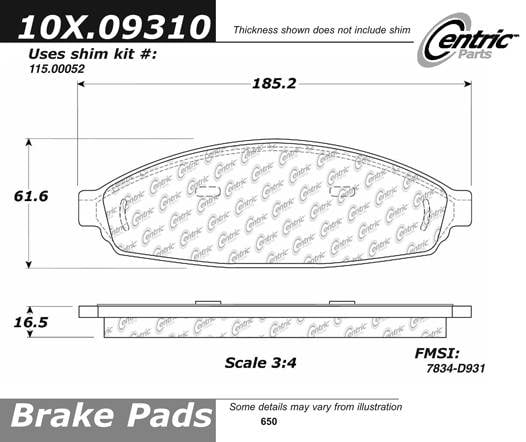 100.09310 OEM Brake Pads Centric Pair