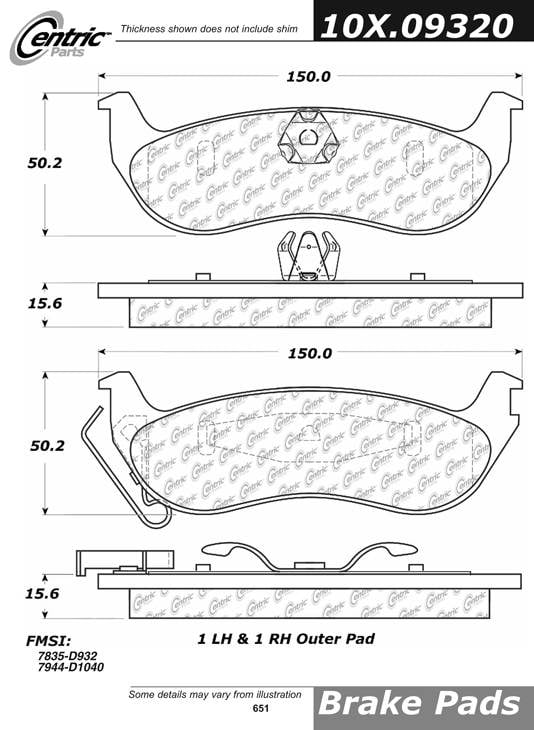 100.09320 OEM Brake Pads Centric Pair