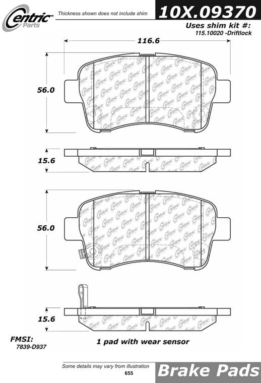 100.09370 OEM Brake Pads Centric Pair