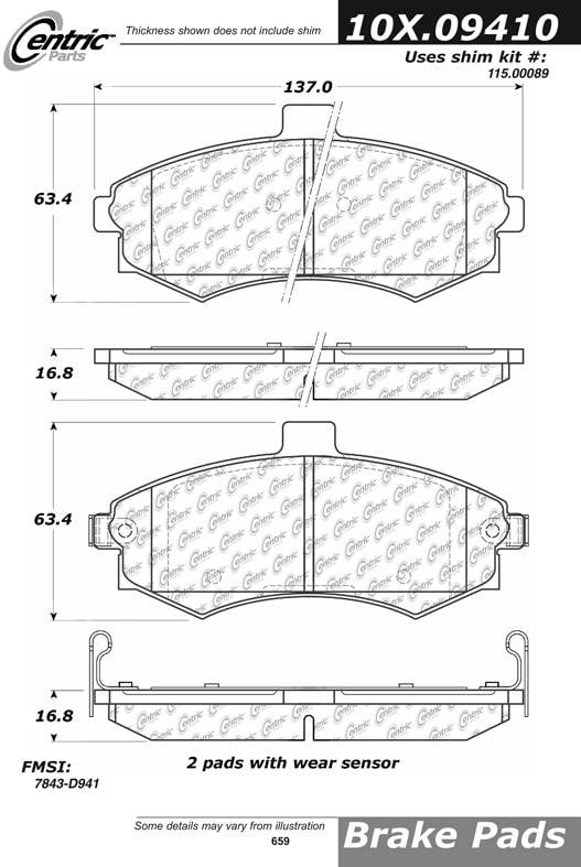 100.09410 OEM Brake Pads Centric Pair