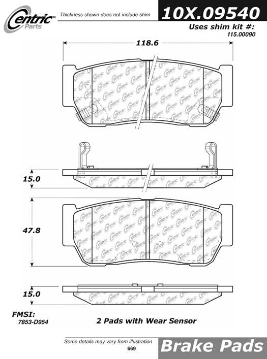 102.09540 CTek Brake Pads Centric Pair