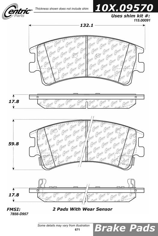 100.09570 OEM BRAKE PADS Centric Pair