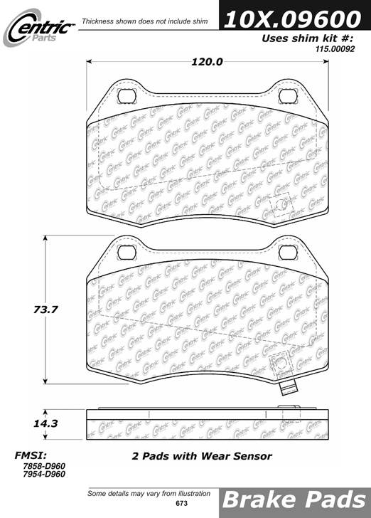 100.09600 OEM Brake Pads Centric Pair