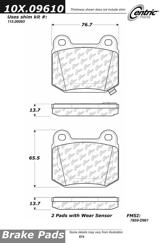 100.09610 OEM Brake Pads Centric Pair