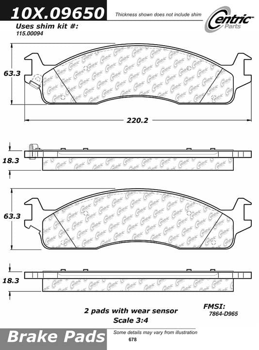 100.09650 OEM Brake Pads Centric Pair