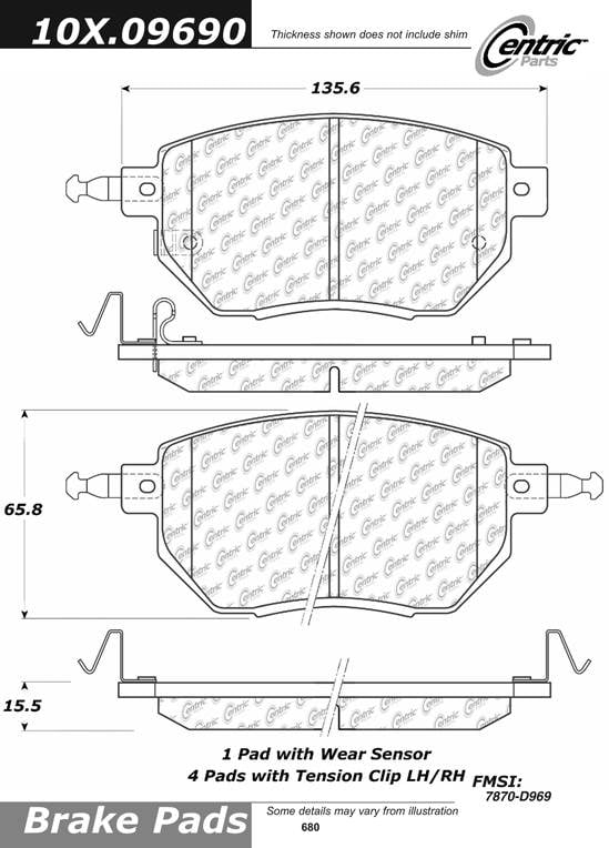 100.09690 OEM BRAKE PADS Centric Pair