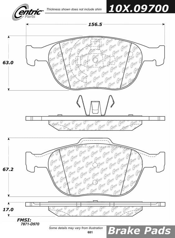 100.09700 OEM BRAKE PADS Centric Pair