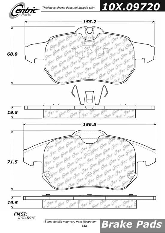 100.09720 OEM Brake Pads Centric Pair