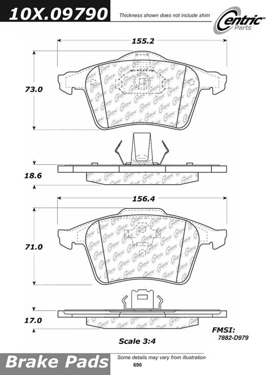 100.09790 OEM Brake Pads Centric Pair