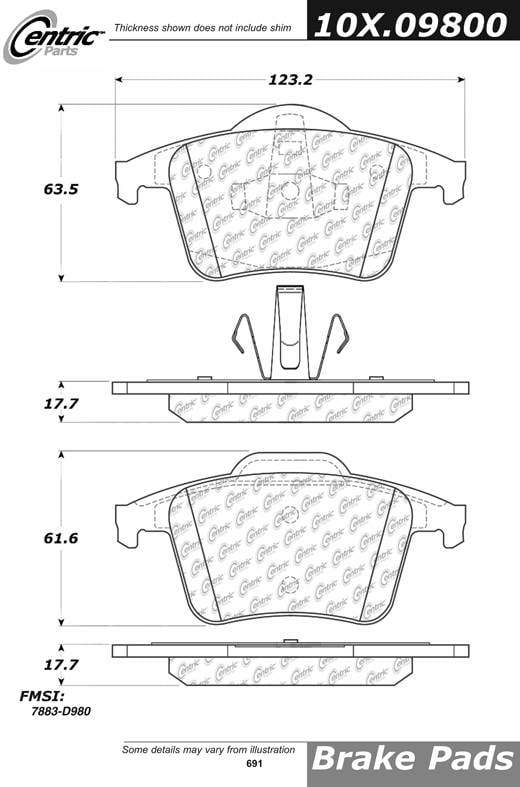 100.09800 OEM Brake Pads Centric Pair