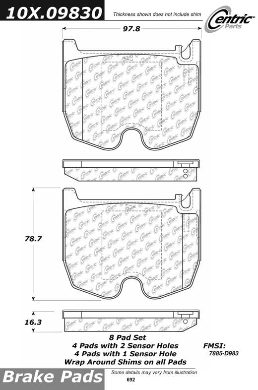 100.09830 OEM Brake Pads Centric Pair