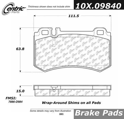 100.09840 OEM Brake Pads Centric Pair