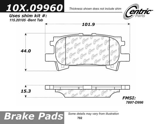 100.09960 OEM Brake Pads Centric Pair