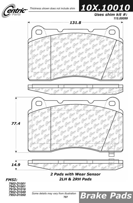 100.10010 OEM Brake Pads Centric Pair