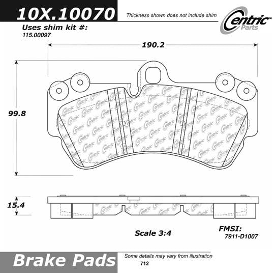 100.10070 OEM Brake Pads Centric Pair