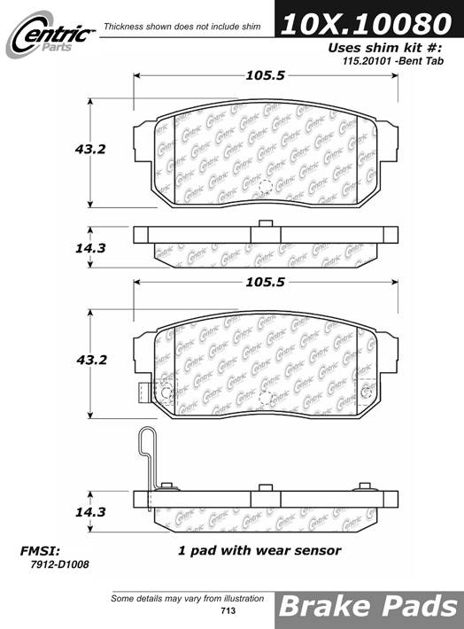 100.10080 OEM BRAKE PADS Centric Pair