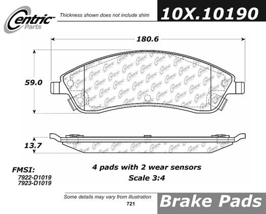 100.10190 OEM BRAKE PADS Centric Pair