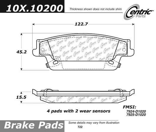 100.10200 OEM BRAKE PADS Centric Pair