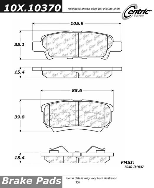 100.10370 OEM Brake Pads Centric Pair